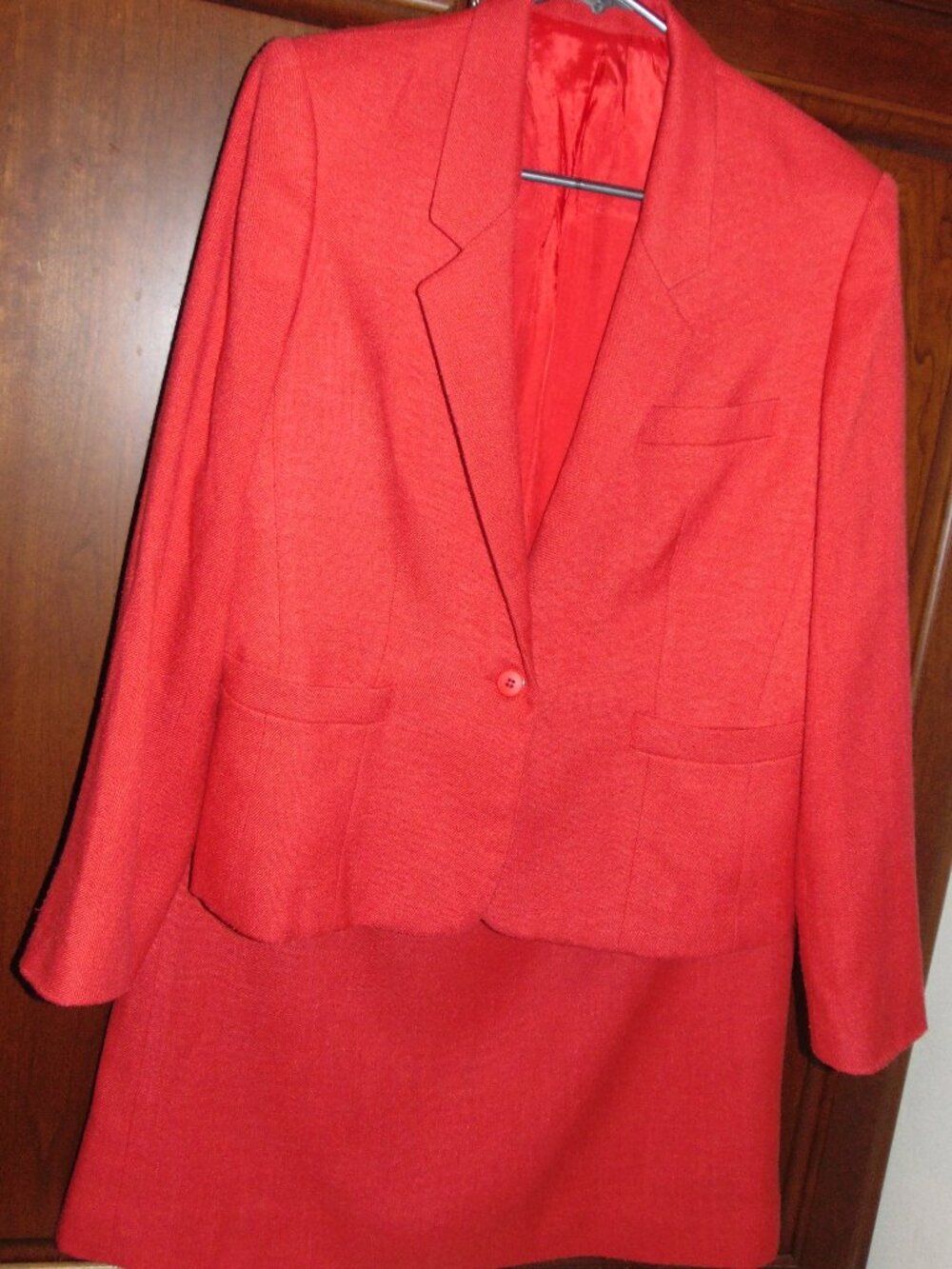 Vintage Alison McCabe Women's Suit, Jacket and Skirt, Size 10, Red Color